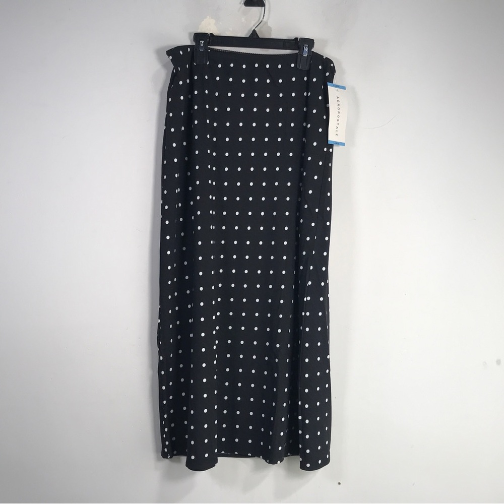 Aeropostale Polka Dot Slip Skirt, Women's Size L - Dark Black/White